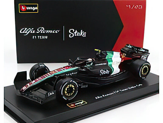 ALFA ROMEO F1 C43 TEAM STAKE N 24 MONZA ITALY GP 2023 GUANYU ZHOUフィギュア付き BLACK RED WHITE GREEN/Bburago 1/43ミニカー シグネチャーシリーズ