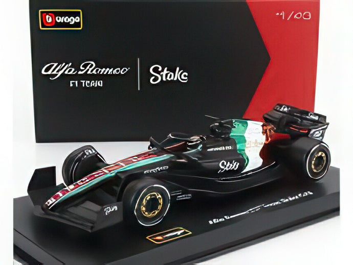 ALFA ROMEO F1 C43 チーム ステイク 77号車 モンツァ イタリアGP 2023 バルテリ・ボッタス ドライバーフィギュア・ ブラック レッド ホワイト グリーン 限定モデル/ Bburago 1/43 シグネチャー海外限定ミニカー