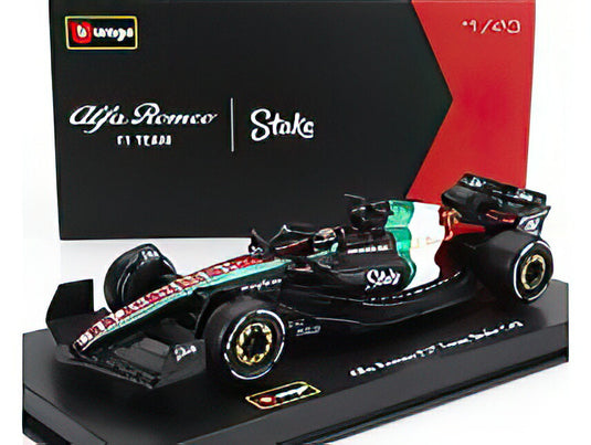 ALFA ROMEO F1 C43 TEAM STAKE N 77 MONZA ITALY GP 2023 VALTTERI BOTTASフィギュア付き BLACK RED WHITE GREEN/Bburago 1/43ミニカー シグネチャーシリーズ