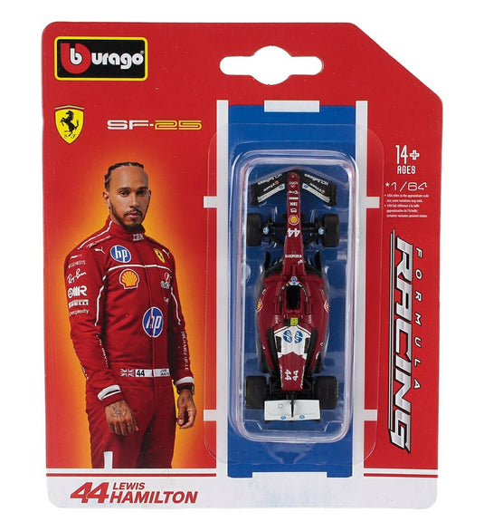 【予約】 Ferrariフェラーリ F1 SF-25 2025 TEAM SCUDERIA FERRARI HP No.44 LEWIS HAMILTON レッドホワイト / Bburago 1/64 ミニカー