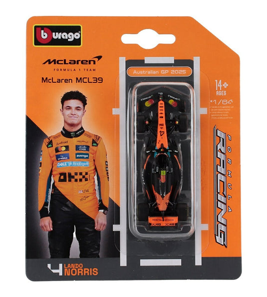 【予約】 McLarenマクラーレン F1 MCL39 2025 TEAM MCLAREN No.4 WORLD CHAMPION LANDO NORRIS オレンジブラック / Bburago 1/64 ミニカー