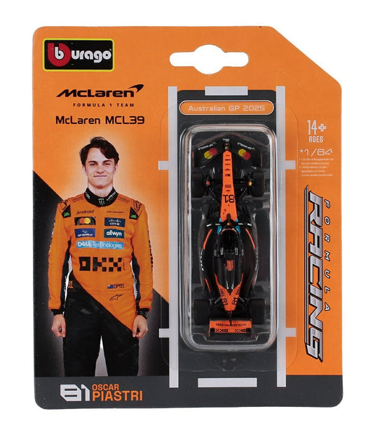 【予約】 McLarenマクラーレン F1 MCL39 2025 TEAM MCLAREN No.81 OSCAR PIASTRI オレンジブラック / Bburago 1/64 ミニカー