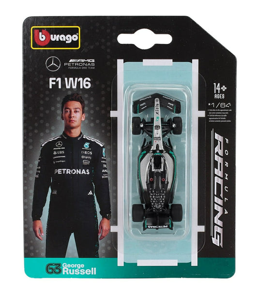 【予約】 Mercedesメルセデス GP F1 W16 2025 TEAM AMG PETRONAS MOTORSPORT No.63 GEORGE RUSSELL ブラックシル / Bburago 1/64 ミニカー