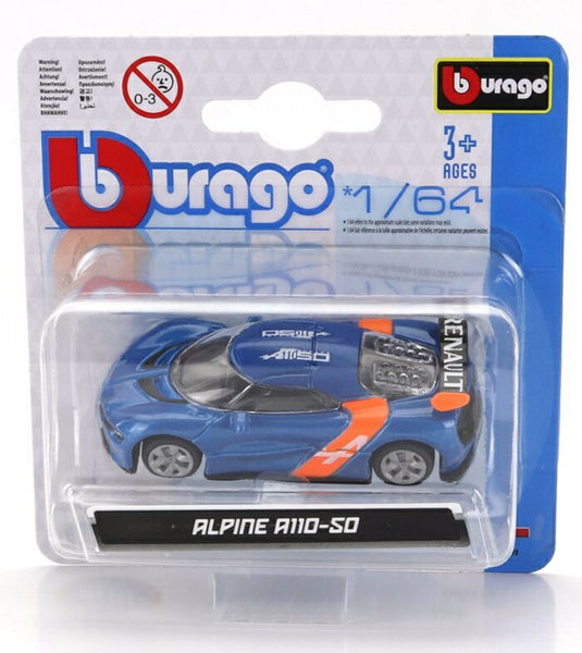 Renaultルノー Alpineアルピーヌ A110 Coupeクーペ 2019 ブルーオレンジ / Bburago 1/64 ミニカー