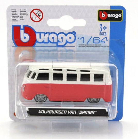Volkswagenフォルクスワーゲン T1 Sambaサンバ Minibusミニバス 1962 Customカスタム 1965 レッドクリーム / Bburago 1/64 ミニカー