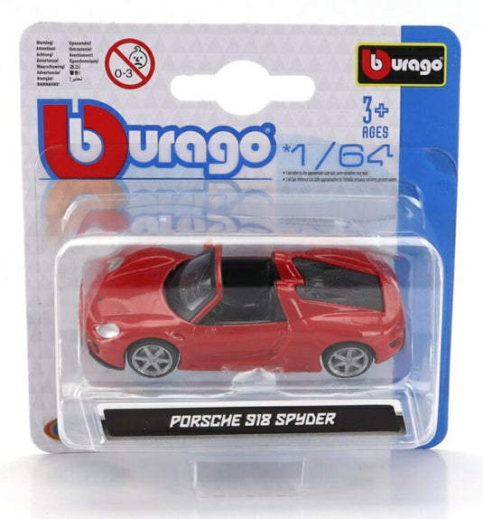 Porscheポルシェ 918 Spyderスパイダー 2010 レッド / Bburago 1/64 ミニカー