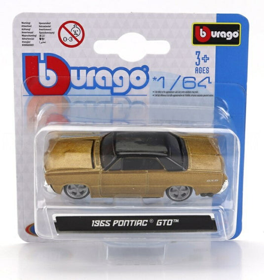 Pontiacポンティアック GTO Coupeクーペ 1965 ゴールドブラック / Bburago 1/64 ミニカー