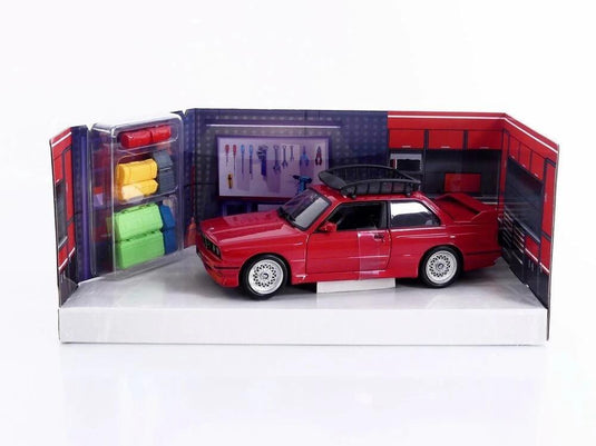 BMW M3 E30 1988 ルーフキャリア付き レッド / Bburago 1/24 ミニカー