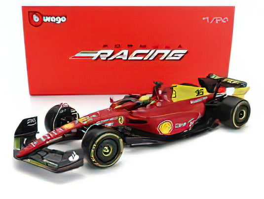 FERRARIフェラーリ F175 SCUDERIA FERRARIフェラーリN 16 2nd MONZA GP ITALY (POLE POSITION) 2022 CHARLES LECLERC  WITH PILOT  RED YELLOW/BURAGO 1/24ミニカー