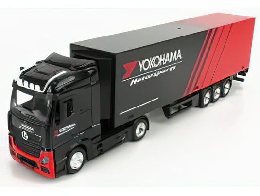 MERCEDES BENZ  ACTROS 2 GIGASPACE TRUCK YOKOHAMA TIRES 2016  BLACK RED/BURAGO 1/43ミニカー