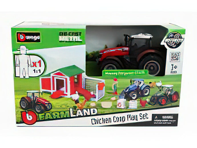 MASSEY FERGUSON - SET FARM CHICKEN COOP PLAY 8740S TRACTOR 2016 - RED/BBURAGOブラゴ 1/50ミニカー