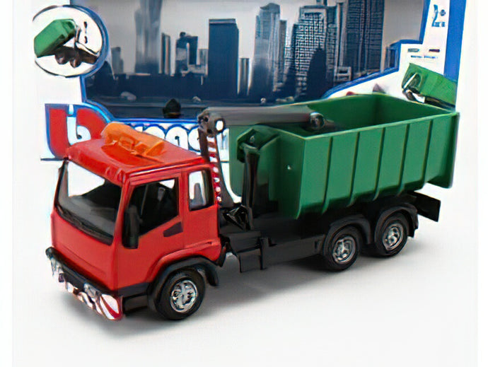 MAN トラック ダンプ式ごみ収集車 3軸 2010年モデル レッド/グリーン/BURAGO 1/43ミニカー