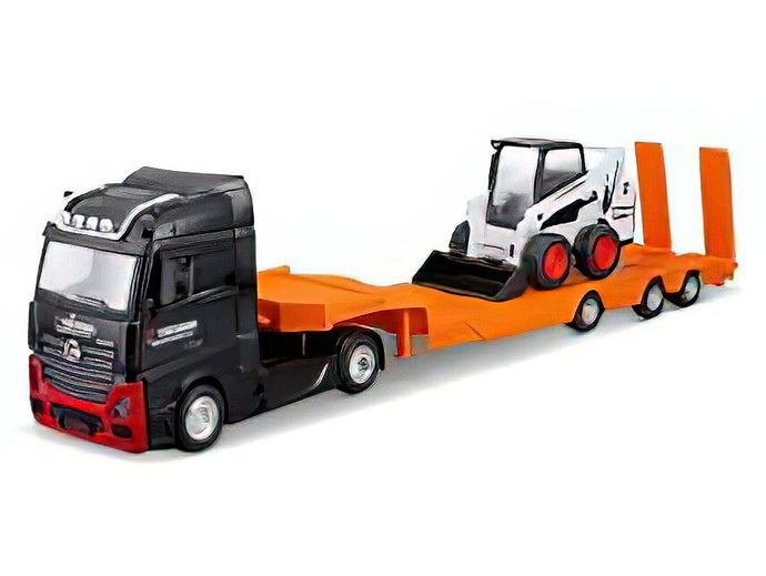 【予約】8月以降発売予定MERCEDES BENZ  ACTROS 2 GIGASPACE TRUCK PIANALE TRASPORTO BOBCAT RUSPA GOMMATA FRONT LOADER SCRAPER 2016  BLACK ORANGE/BURAGO 1/43ミニカー