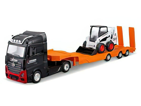 【予約】8月以降発売予定MERCEDES BENZ  ACTROS 2 GIGASPACE TRUCK PIANALE TRASPORTO BOBCAT RUSPA GOMMATA FRONT LOADER SCRAPER 2016  BLACK ORANGE/BURAGO 1/43ミニカー