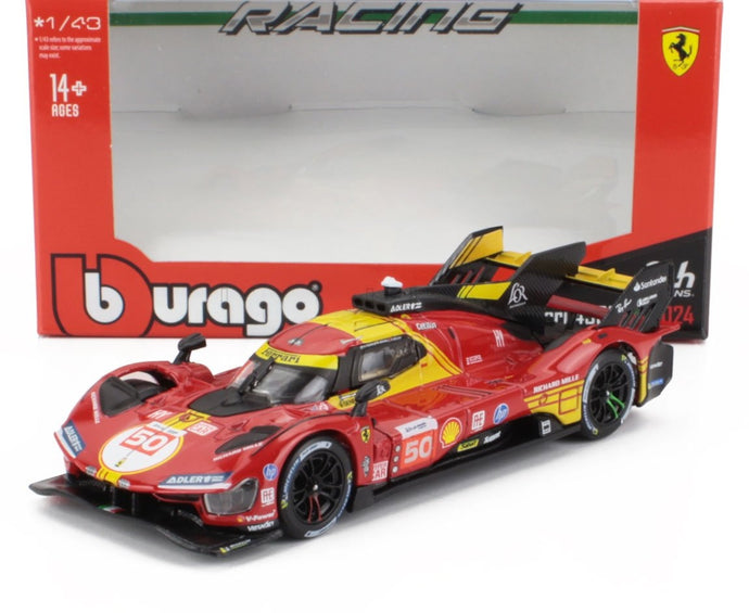 FERRARI 499P TEAM FERRARI AF CORSE #50 ル・マン24時間 2024 優勝 アントニオ・フォコ / ミゲル・モリーナ / ニクラス・ニールセン レッド /BURAGO  1/43 ミニカー
