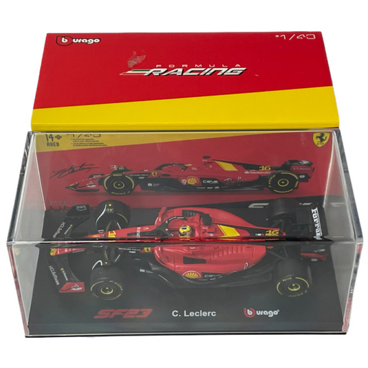 FERRARI - F1 SF-23 TEAM SCUDERIA FERRARI N 16 4th MONZA ITALY GP 2023 CHARLES LECLERC  フィギュア付き RED BLACK YELLOW/BURAGO 1/43ミニカー