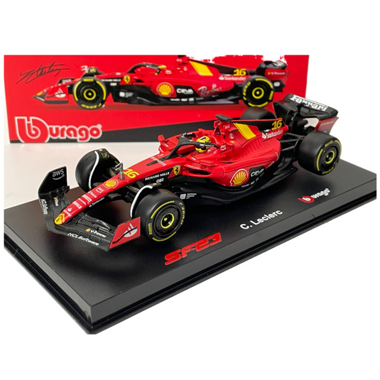 FERRARI - F1 SF-23 TEAM SCUDERIA FERRARI N 16 4th MONZA ITALY GP 2023 CHARLES LECLERC  フィギュア付き RED BLACK YELLOW/BURAGO 1/43ミニカー