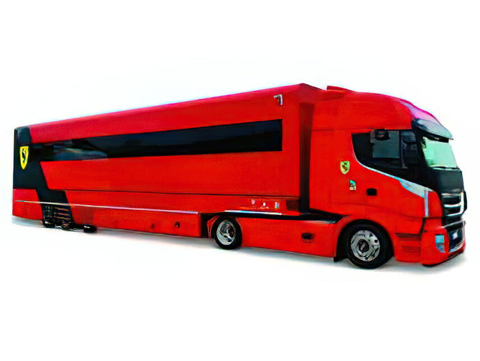 【予約】8月以降発売予定FERRARIフェラーリ SET TRUCK + 2 F1  IVECO SWAY 570 TRUCK CAR TRANSPORTER WITH 2X F1 SF23 N 16 CHARLES LECLERC + N 55 CARLOS SAINZ SEASON 2023  RED BLACK/BURAGO 1/43ミニカー