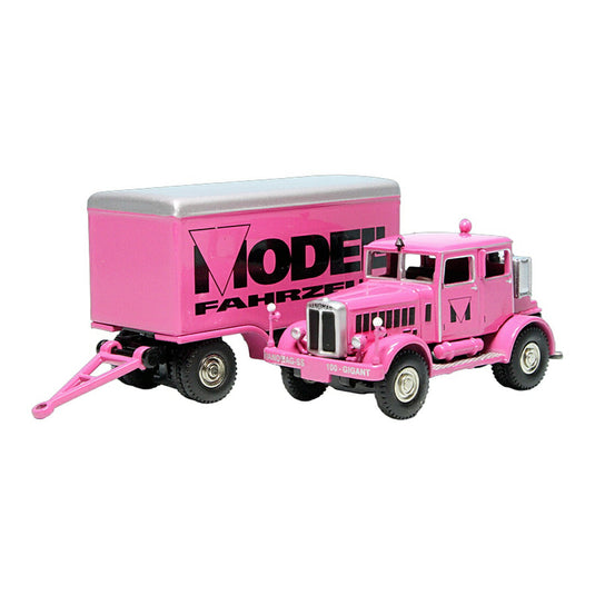 Hanomagハノマグ SS100 トラック with ボックストレーラー Modell Fahrzeug ピンク 30台限定 / BUB 1/87 ミニカー