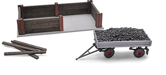 HOゲージ 鉄道模型 Busch ブッシュ 石炭バンカー トレーラー付き Coal bunker with trailer