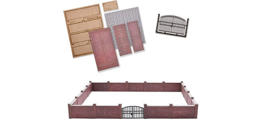 HOゲージ 鉄道模型 Busch 煉瓦壁 門付き Brick wall with gate