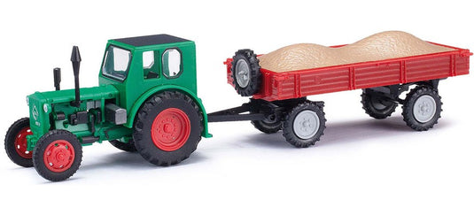 HOゲージ 鉄道模型 Busch Tractor pioneer with trailer