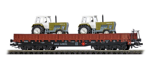TTゲージ 鉄道模型 貨車 Busch ブッシュ ドイツ国鉄 Samm 4818 Era IV Flat wagon Samm 4818 tractor transport DR DC
