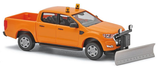 HOゲージ 鉄道模型 Busch Ford Ranger flatbed truck orange with snowplow