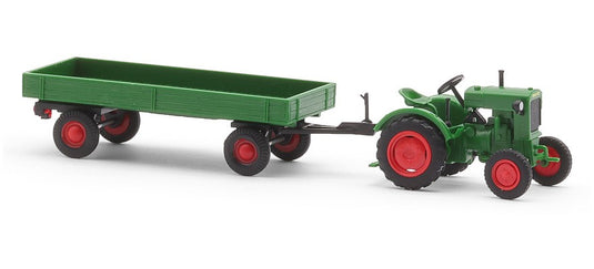 HOゲージ 鉄道模型 Busch Deutz F1M 414 with agricultural trailer