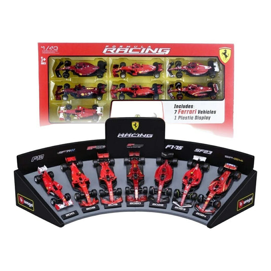 フェラーリ F1 歴代マシン 7台セット ディスプレイ付き レッド / Bburago 1/43 ミニカー