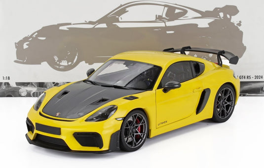 PORSCHE CAYMAN GT4 RS WEISSACH PACKAGE 2024 イエロー/ブラック/ MINICHAMPS 1/18 ミニカー