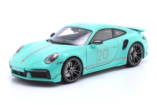 Porscheポルシェ 911 992 Turbo S クーペ スポーツデザイン 2021 ミントグリーン No.20 / MINICHAMPS 1/18 ミニカー