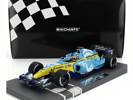 RENAULT F1 R25 TEAM RENAULT #1 ワールドチャンピオン フランスGP 優勝 2005 フェルナンド・アロンソ ライトブルー/イエロー/ MINICHAMPS 1/18 ミニカー