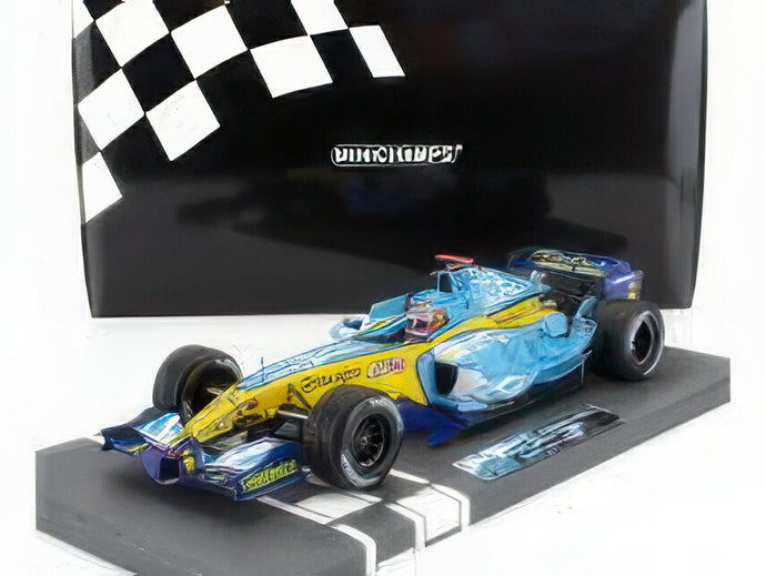 RENAULT F1 R25 チーム RENAULT F1 N 5 ワールドチャンピオン 2位 ベルギーGP 2005 フェルナンド・アロンソ ライトブルー イエロー/ MINICHAMPS 1/18 ミニカー