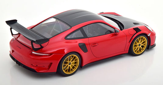 Porsche 911 (991 II) GT3 RS ヴァイザッハパッケージ ゴールドホイール 2019 レッド・ブラック限定111個/ MINICHAMPS 1/18 ミニカー