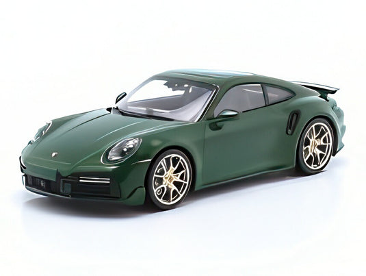 【予約】PORSCHE 911 992 ターボ スポーツデザイン 2024 ゴールドリム グリーン/ MINICHAMPS 1/18 300台限定ミニカー