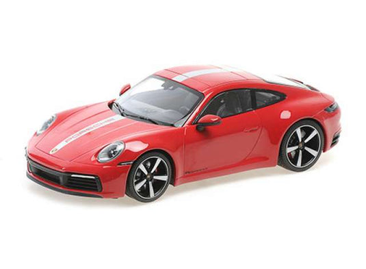 Porsche 911 (992) Carrera 4S クーペ 2019 レッド シルバー / Minichamps 1/18 ミニカー