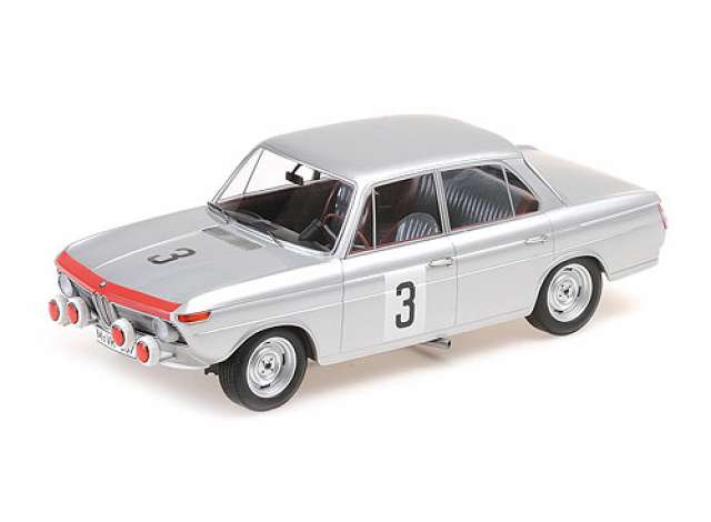 ギャラリービューアに画像をロードする, 1965 BMW 1800 Tisa #3 Glemser/Ickx SPA 24hrs, silver/red/MINICHAMPS 1/18ミニカー
