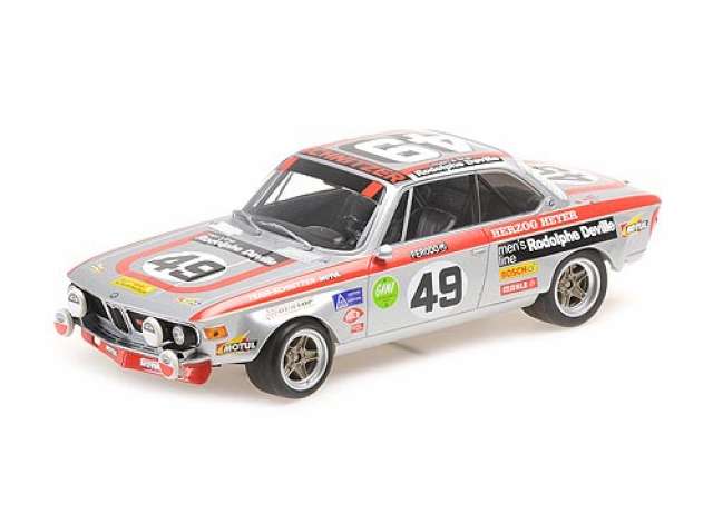 1972 BMW 2800 CS Team Schnitzer Motul #49 Herzog/Heyer 24H Spa Francorchamps, silver/orange/MINICHAMPS 1/18ミニカー