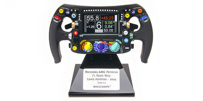 ACCESSORIES - STEERING WHEEL - VOLANTE F1  MERCEDES GP W05 EQ PERFORMANCE TEAM AMG PETRONAS MOTORSPORT N 44 WORLD CHAMPION SEASON 2014 LEWIS HAMILTON - BLACK/MINICHAMPS 1/2ミニカー