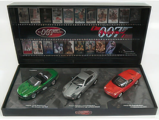JAGUAR SET 007 JAMES BOND DIE ANOTHER DAY XKR ROADSTER ZAO FORD THUNDERBIRD 03 JINX ASTON MARTIN V12 VANQUISH GREEN MET GREY MET ORANGE/MINICHAMPS 1/43ミニカー