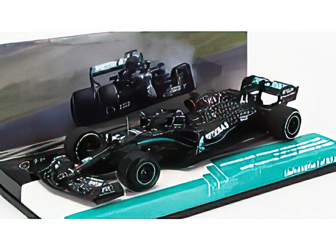 MERCEDES GP  F1 W11 EQ PERFORMANCE TEAM AMG PETRONAS MOTORSPORT N 44 WORLD CHAMPION WINNER SILVERSTONE BRITISH GP (with flat tire) 2020 LEWIS HAMILTON  BLACK GREEN/MINICHAMPS 1/43ミニカー