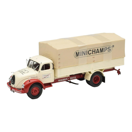 Magirus-Deutzマギルス・ドイツ S 7500 Jupiterジュピター フラットベッドトラック ホワイト レッド / MINICHAMPS 1/43 ミニカー