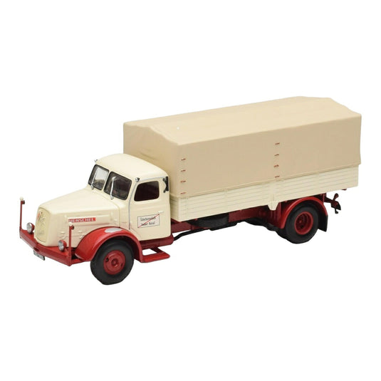 Henschelヘンシェル HS 140 フラットベッドトラック ホワイト レッド / MINICHAMPS 1/43 ミニカー