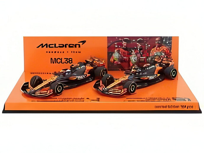 McLAREN F1 MCL38 2台セット ハンガリーGP 優勝 Oピアストリ + 2位 Lノリス オレンジブラック/ MINICHAMPS 1/43 ミニカー