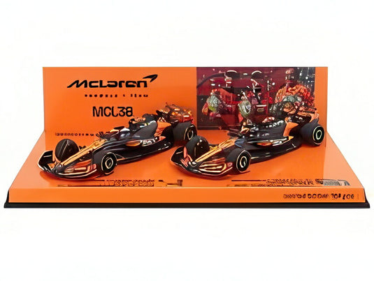 McLAREN F1 MCL38 2台セット ハンガリーGP 優勝 Oピアストリ + 2位 Lノリス オレンジブラック/ MINICHAMPS 1/43 ミニカー