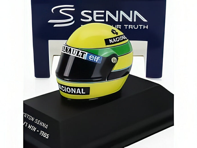 ベル ヘルメット - F1 カスコ ヘルメット 97T ルノー ターボ チーム ロータス N 12 初優勝 シーズン 1985 アイルトン セナ - イエロー グリーン/ MINICHAMPS 1/8 30周年コレクションミニカー