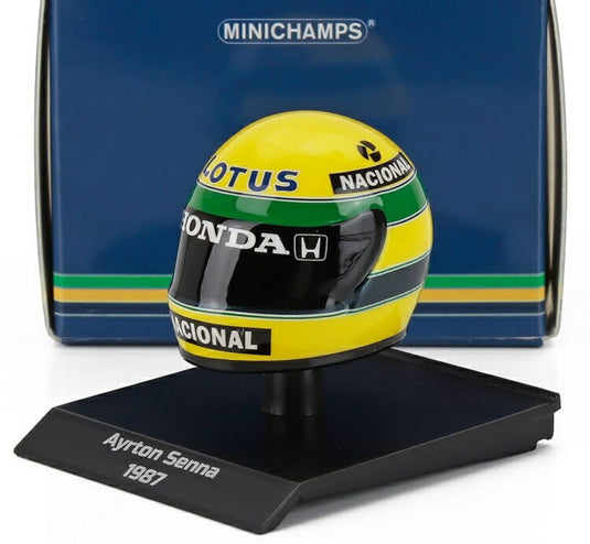 BELL HELMET F1 ヘルメット アイルトン・セナ ロータス 99T ホンダ #12 1987シーズン イエロー/グリーン / MINICHAMPS 1/10 ミニカー