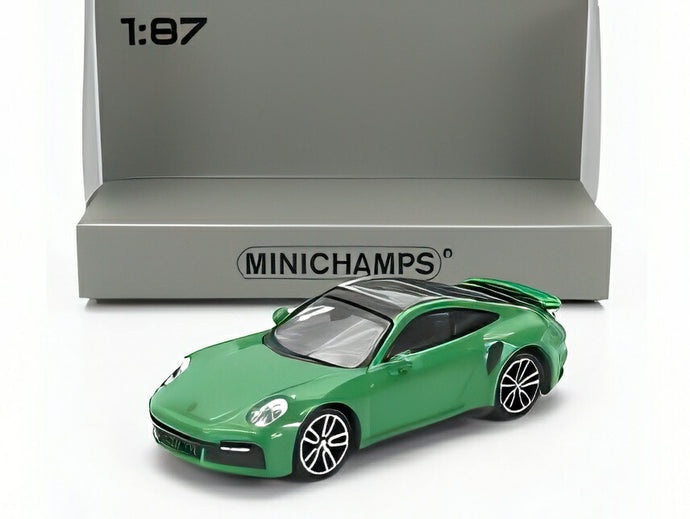 PORSCHE 911 992 ターボS クーペ 2020 グリーン/ MINICHAMPS 1/87 ミニカー