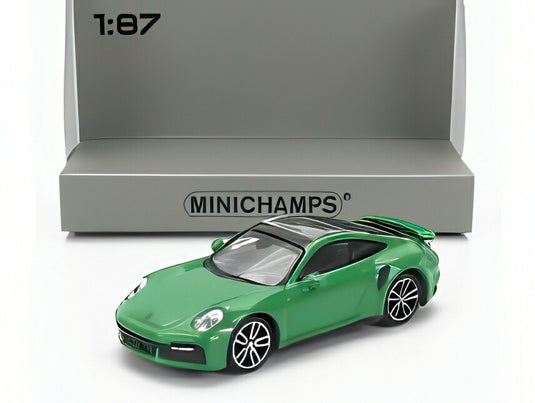 PORSCHE 911 992 ターボS クーペ 2020 グリーン/ MINICHAMPS 1/87 ミニカー